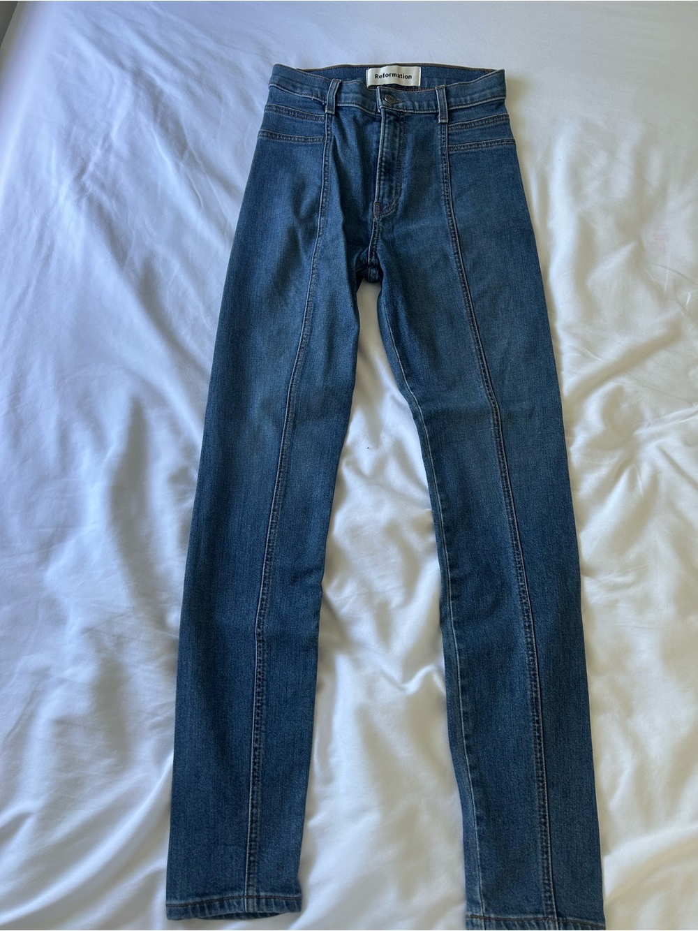 Reformation Light Blue Slim Straight Jeans